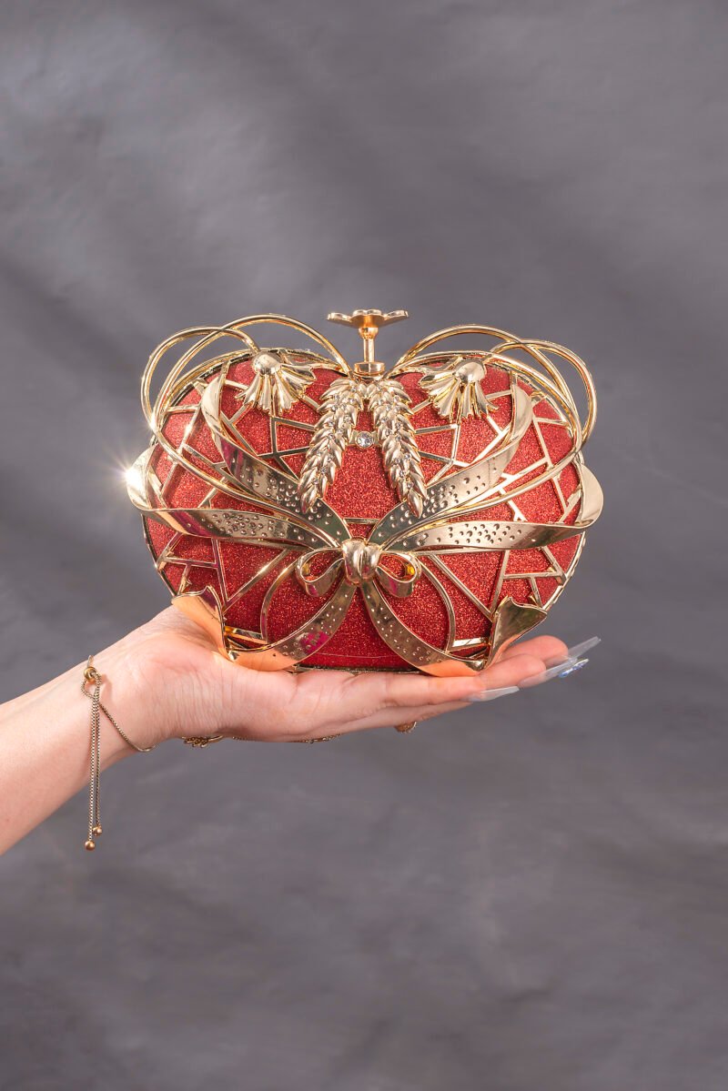 Luxury Red Rhinestone Apple Clutch