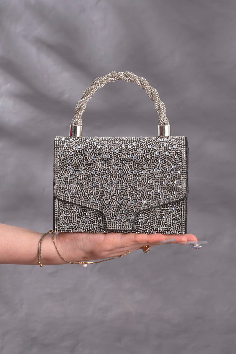 Rhinestone Decor Black Bag