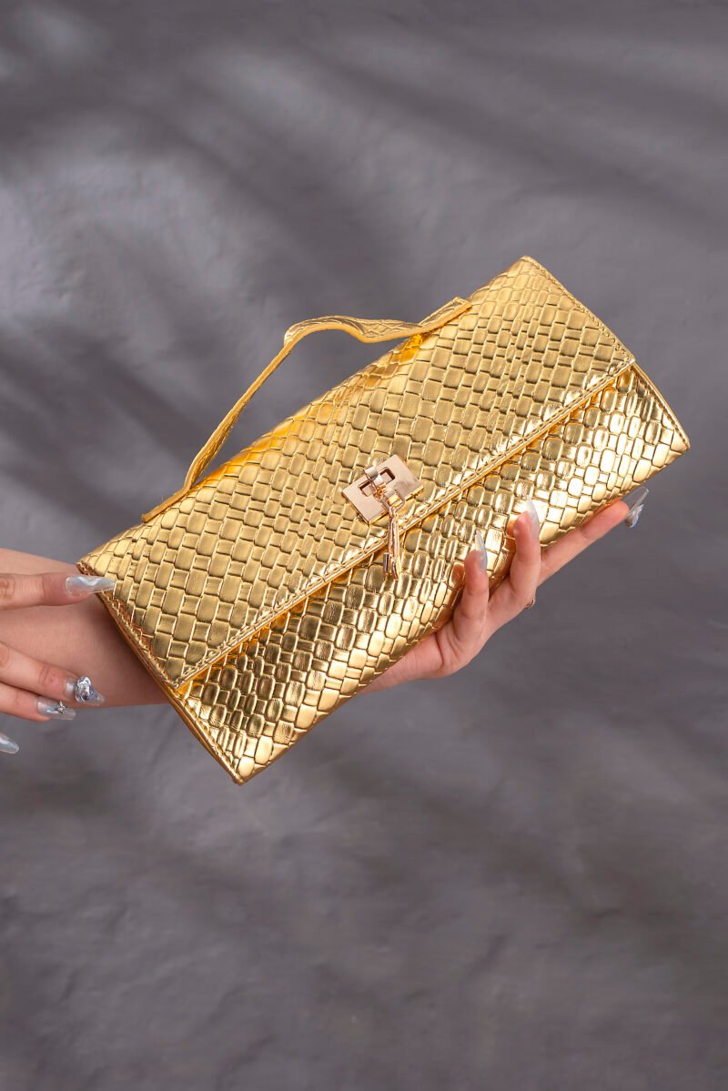 Golden Ladies Woven Handle Bag