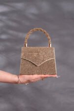 Rhinestone Decor Golden Bag