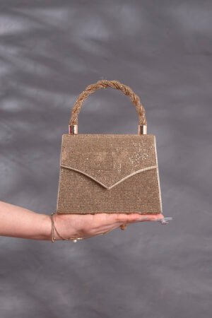 Rhinestone Decor Golden Bag