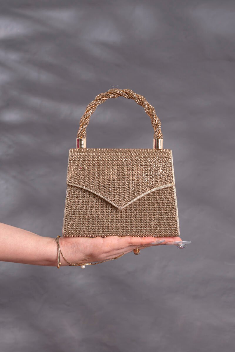 Rhinestone Decor Golden Bag