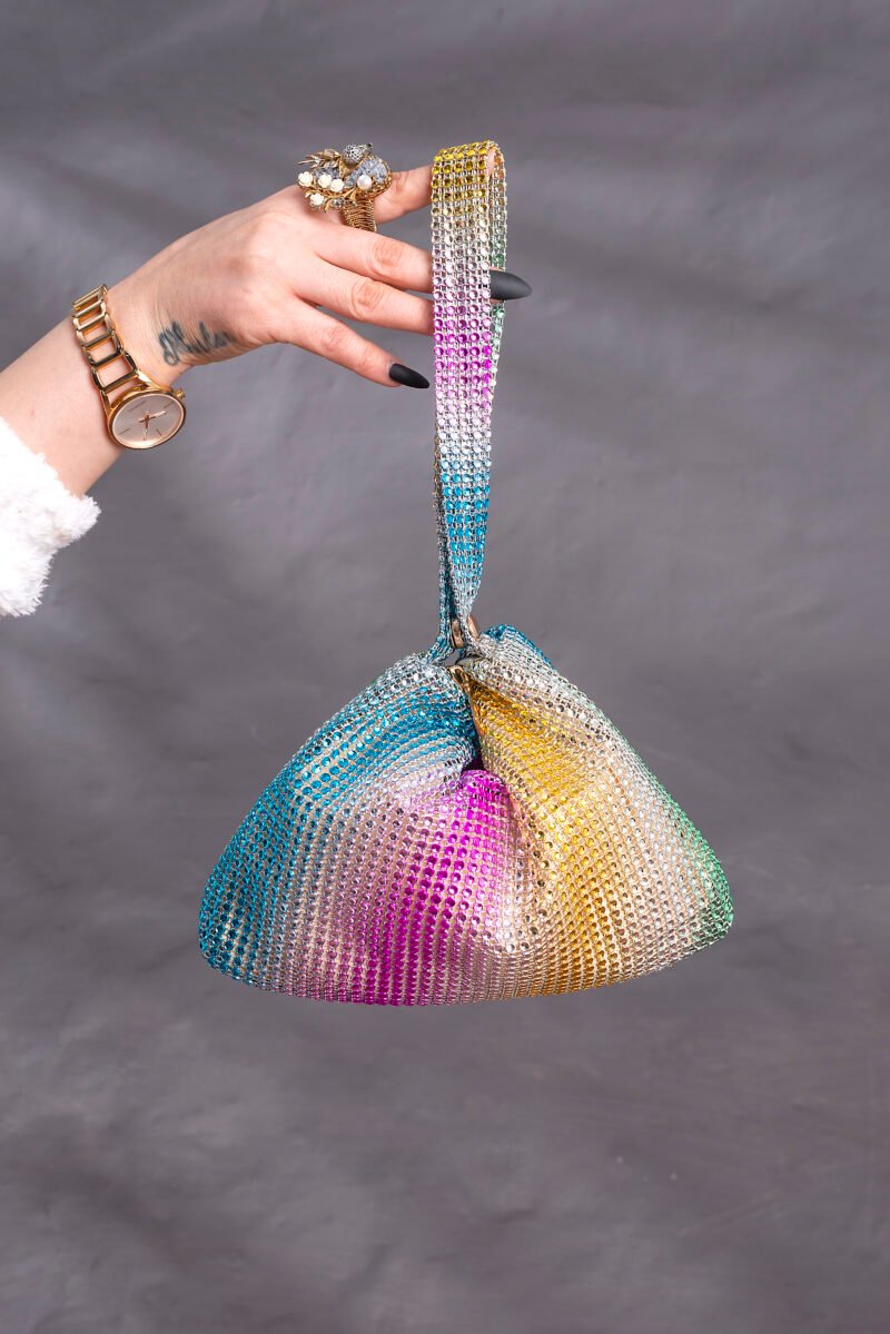 PVC Rhinestone Wallet Phone Holder Bag