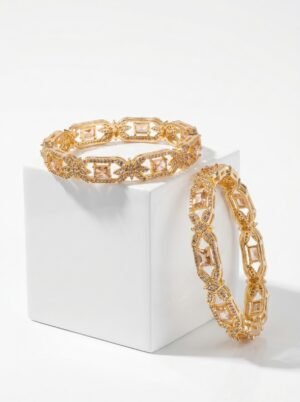 Elegant Gold-Plated Floral Kadas (Bangles)