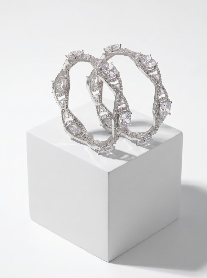 SAMAYBNG2026157 Silver-Tone Crystal Elegance Kadas