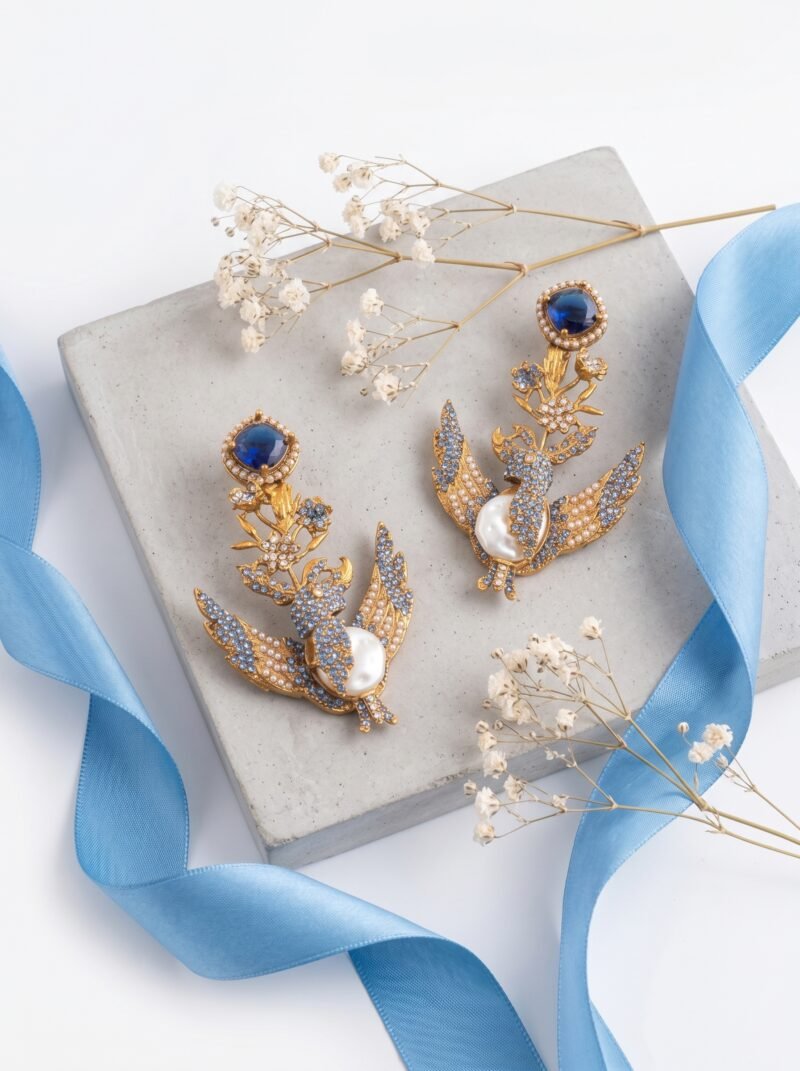 SAMAYEAR2026154 Sapphire Sky Bird Statement Earrings