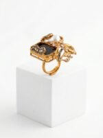 SAMAYRNG2026161 Turkish Style Black Stone & Pearl Statement Ring