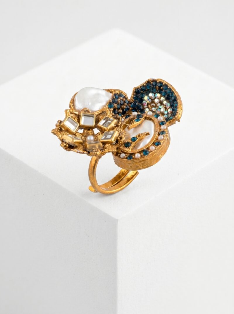 SAMAYRNG2026162 Turkish Style Multi-Stone Pearl Statement Ring