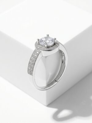 Silver-Tone Solitaire Ring